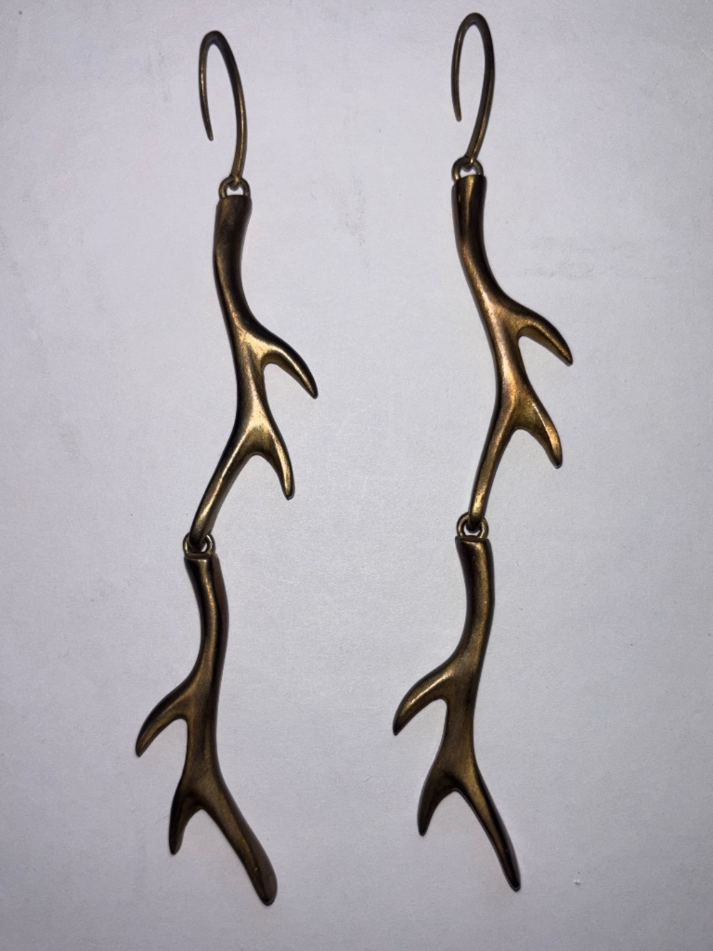 Large bronze antler earrings